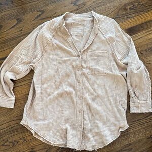 Aerie oversized beach cover button down shirt Size s